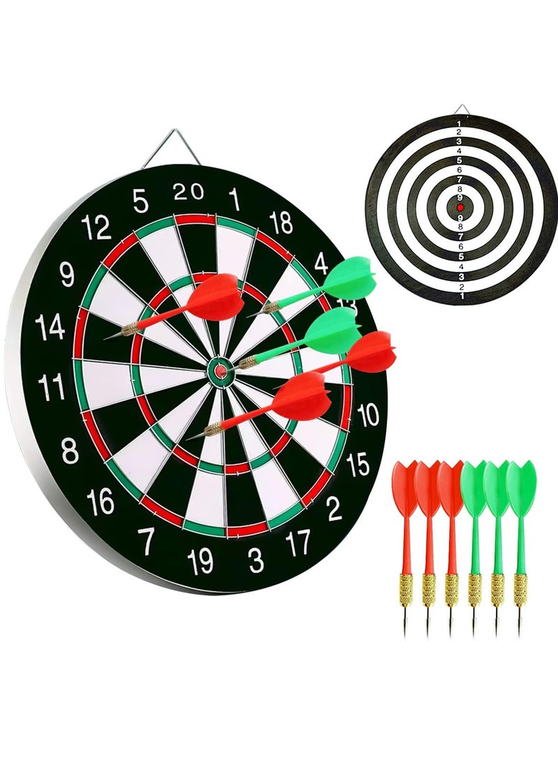 Generic 17'' Paper Darts Board Game Set 2-Sided with 6Pcs Steel Tip Darts  - Image 1
