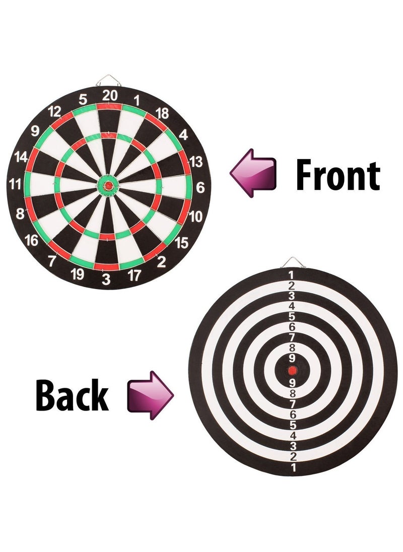 Generic - 17'' Paper Darts Board Game Set 2-Sided with 6Pcs Steel Tip Darts - Image 1