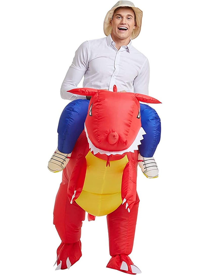 SOLARAE Inflatable Costume Dinosaur T-Rex Fancy Dress Blow Up Costumes Red Funny Party - Image 5