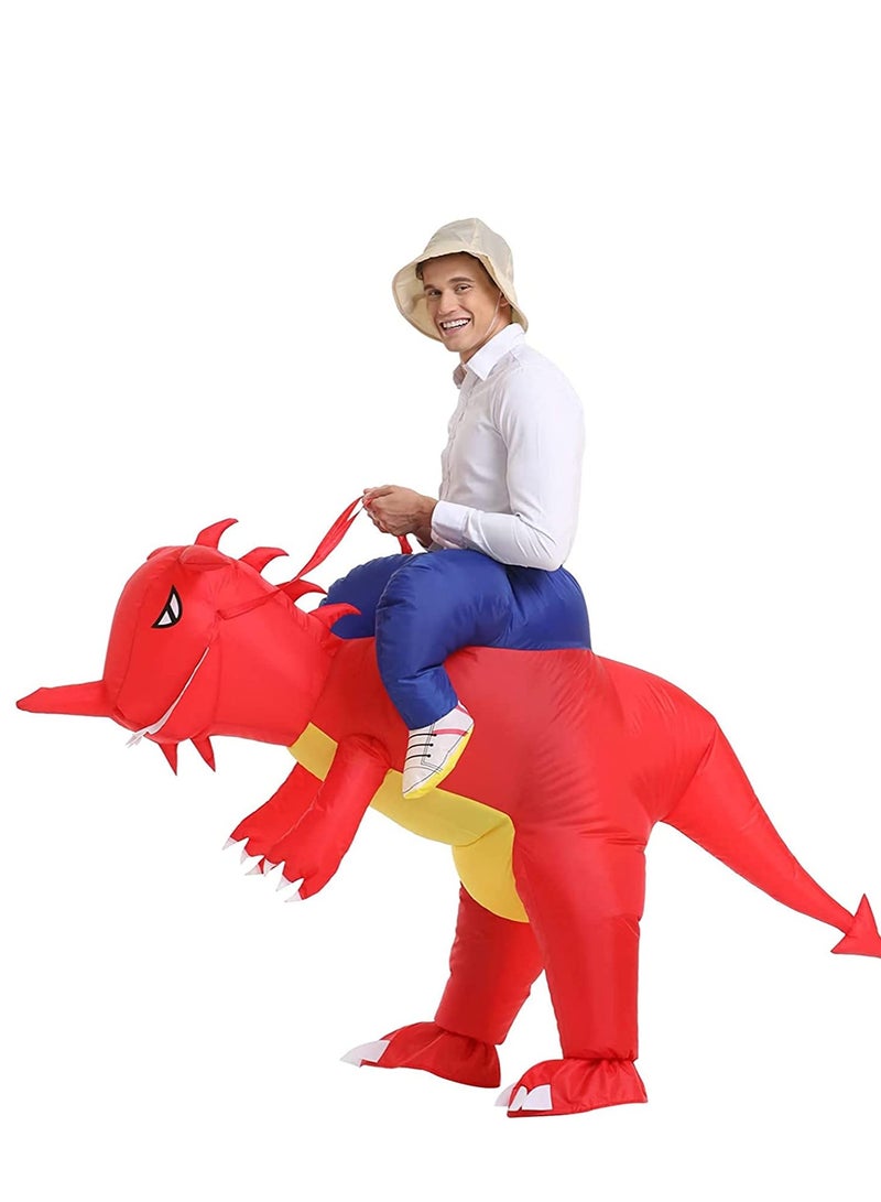SOLARAE Inflatable Costume Dinosaur T-Rex Fancy Dress Blow Up Costumes Red Funny Party - Image 2