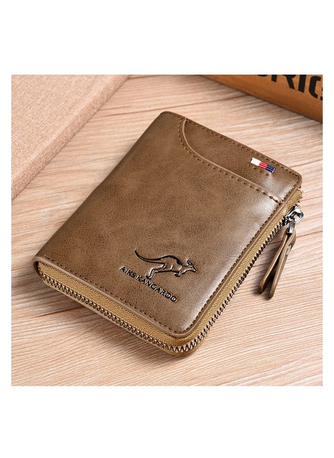 Leather Wallet Men Purse With Zipper Short Wallet