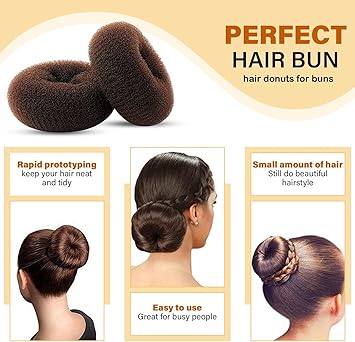 Miss Pouty Hairso Massive 56 Inches Wide Big Hair Bun Extra Large Hair Doughnut Donut Bridal Wedding Hollywood Hair Style Bun Ring Choose Colour Brown Black or Blonde Brown by hairso - Image 2