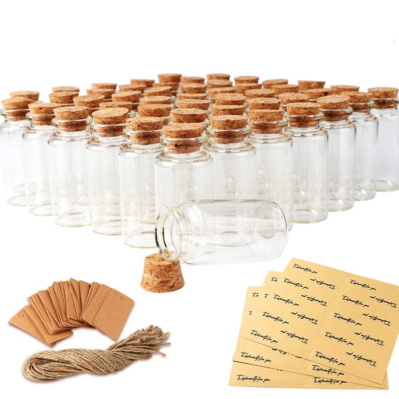 OurWarm OurWarm 48PCS 25ml Clear Glass Bottles with Cork Stoppers Mini Small Vials for Wedding Favors DIY Crafts Baby Shower 