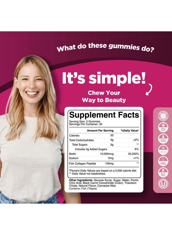 Phytoral Hydrolyzed Collagen Gummies Vitamins for Adults - Hair Skin and Nails Gummies for Healthy Hair Growth Glowing Skin and Nail Care - Pure Collagen Supplement for Joint Support Hair Loss and Skin Care - Image 3