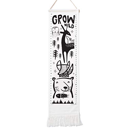 Wee Gallery Canvas Growth Chart for Kids, Toddler Height Tracker Ruler, 44x13 Inches Nursery Wall Hanging Decor, Organic Cotton Growth Chart, Modern Keepsake for Home or Playroom, Woodland - Image 1