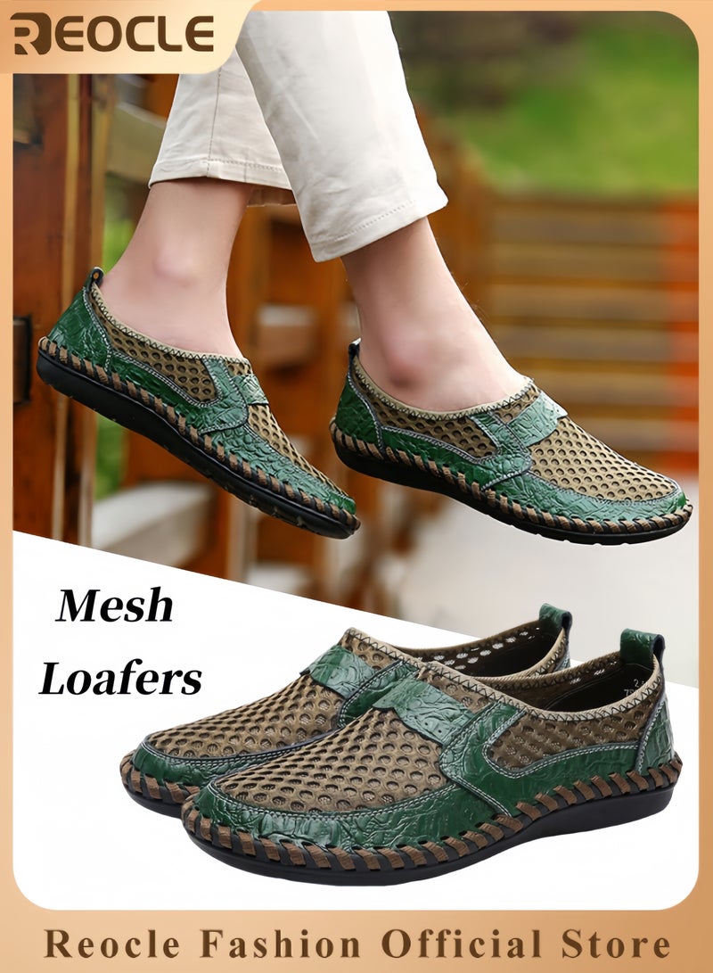 ريوكل أحذية رجالية شبكية للرجال أحذية مشي خفيفة الوزن قابلة للتنفس للمشي خفيفة الوزن تنزلق على الأحذية الكاجوال ذات الخياطة على شكل قرص العسل للمشي لمسافات طويلة أحذية مطاطية ناعمة النعل للأنشطة الداخلية والخارجية - Image 1