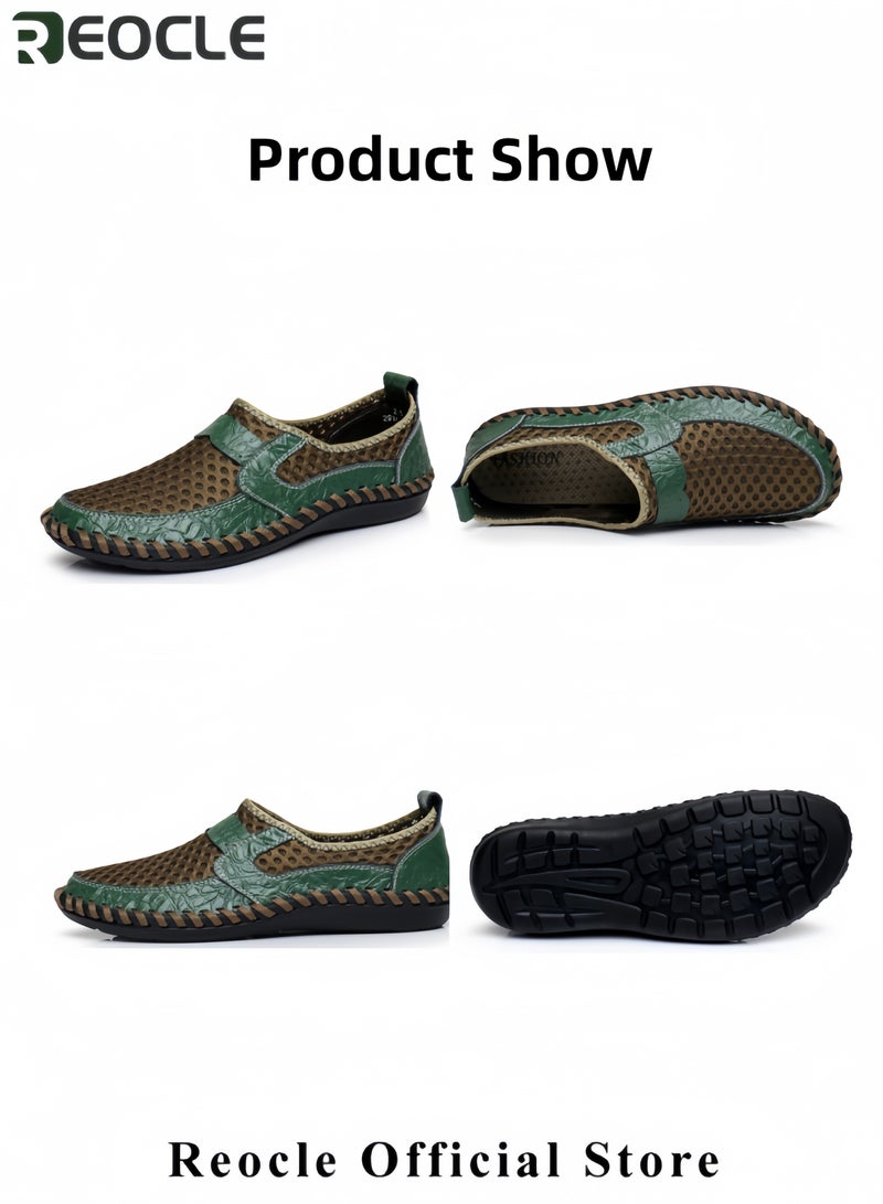 ريوكل أحذية رجالية شبكية للرجال أحذية مشي خفيفة الوزن قابلة للتنفس للمشي خفيفة الوزن تنزلق على الأحذية الكاجوال ذات الخياطة على شكل قرص العسل للمشي لمسافات طويلة أحذية مطاطية ناعمة النعل للأنشطة الداخلية والخارجية - Image 2