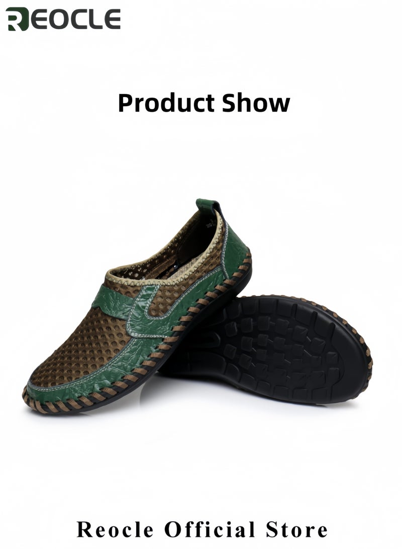 ريوكل أحذية رجالية شبكية للرجال أحذية مشي خفيفة الوزن قابلة للتنفس للمشي خفيفة الوزن تنزلق على الأحذية الكاجوال ذات الخياطة على شكل قرص العسل للمشي لمسافات طويلة أحذية مطاطية ناعمة النعل للأنشطة الداخلية والخارجية - Image 3
