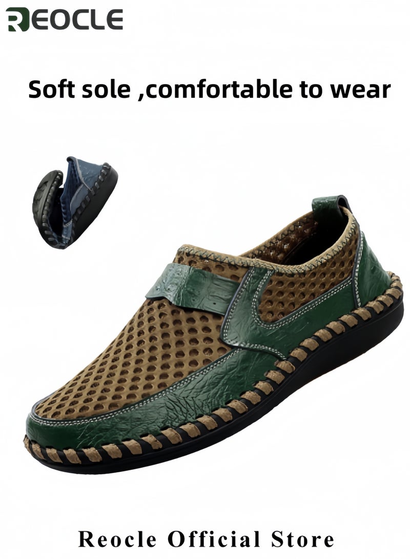 ريوكل أحذية رجالية شبكية للرجال أحذية مشي خفيفة الوزن قابلة للتنفس للمشي خفيفة الوزن تنزلق على الأحذية الكاجوال ذات الخياطة على شكل قرص العسل للمشي لمسافات طويلة أحذية مطاطية ناعمة النعل للأنشطة الداخلية والخارجية - Image 5