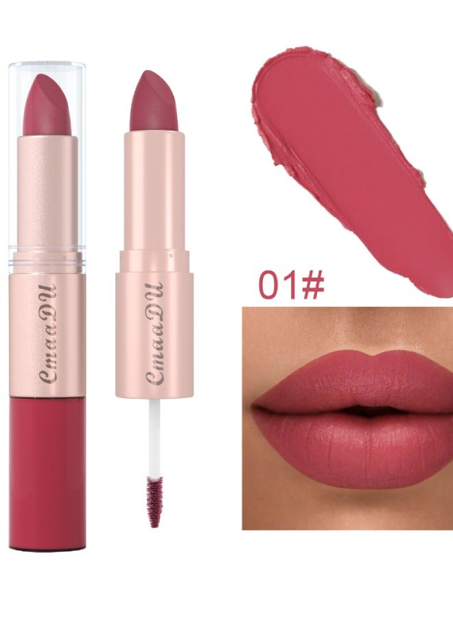 سمادو أحمر شفاه 2 في 1 أحمر شفاه LM وكريم طلاء الشفاه Y بلمسة نهائية مطفأة اللمعة، لون تنين حيوي يدوم طويلاً، تركيبة نباتية ناعمة غير لامعة E، لون أحمر الشفاه: وردي أرجواني - Image 4