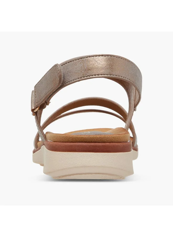 Le Confort Women's Textured Comfort Sandals with Hook and Loop Closure