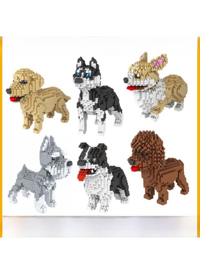 Star Of Small Particle Building Blocks Toys Assembled Toys Animals 6618-1~6618-12 Dog Series Wholesale-Color:Star-6618-8 Teddy - Image 2