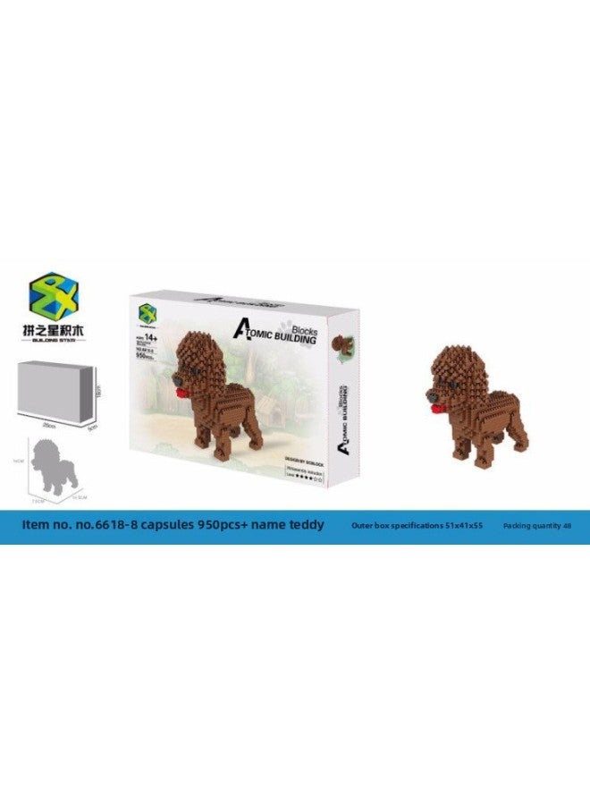 Star Of Small Particle Building Blocks Toys Assembled Toys Animals 6618-1~6618-12 Dog Series Wholesale-Color:Star-6618-8 Teddy - Image 1