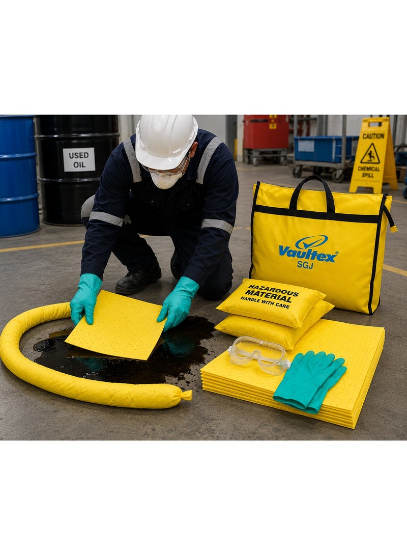 Vaultex Chemical Spill Kit 5 Gallon – Complete Emergency Spill Response Kit with Absorbent Pads, Sorbent Sock, Sorbent Pillows, Nitrile Gloves, Safety Goggles & Carry Bag - Image 3