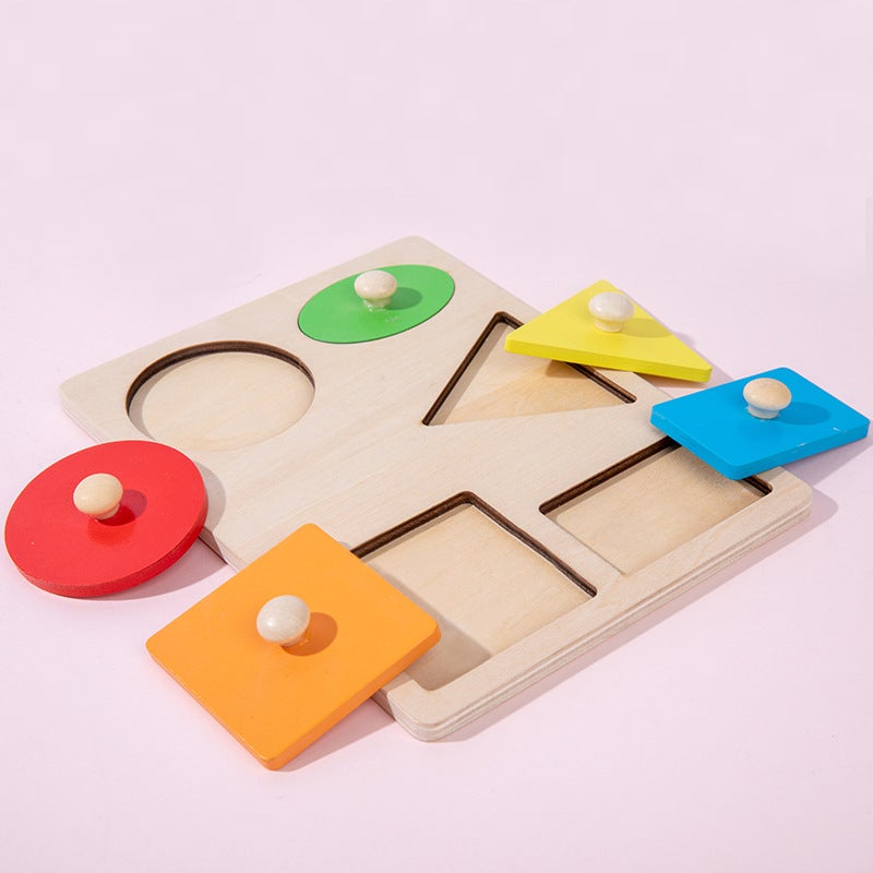 Panel Geometric Figures Children'S Early Education Inlay Board Hand-Grabbing Board Toy Round Triangle Enlightenment Puzzle - Image 5