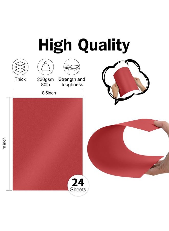 Goefun Red Shimmer Cardstock 8.5 x 11 Paper, Goefun 24 Sheets 80lb Red Card Stock Printer Paper for Christmas, Invitations, Certificates, Valentines Day, Card Making - Image 2