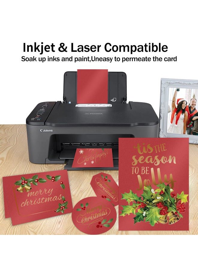 Goefun Red Shimmer Cardstock 8.5 x 11 Paper, Goefun 24 Sheets 80lb Red Card Stock Printer Paper for Christmas, Invitations, Certificates, Valentines Day, Card Making - Image 4