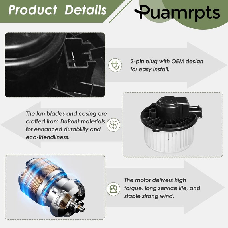 PUAMRPTS AC Heater Blower Motor for Cadillac CTS, STS, SRX (2007-2015) - Image 4