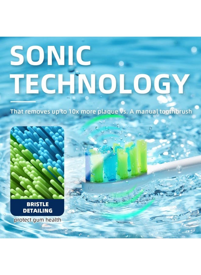 7AM2M Sonic Electric Toothbrush for Adults and Kids, with 8 Brush Heads and Travel Case,5 Modes with 2 Minutes Build in Smart Timer, One Charge Use for 90 Days, Rechargeable Toothbrushes(Navy Blue) - Image 4