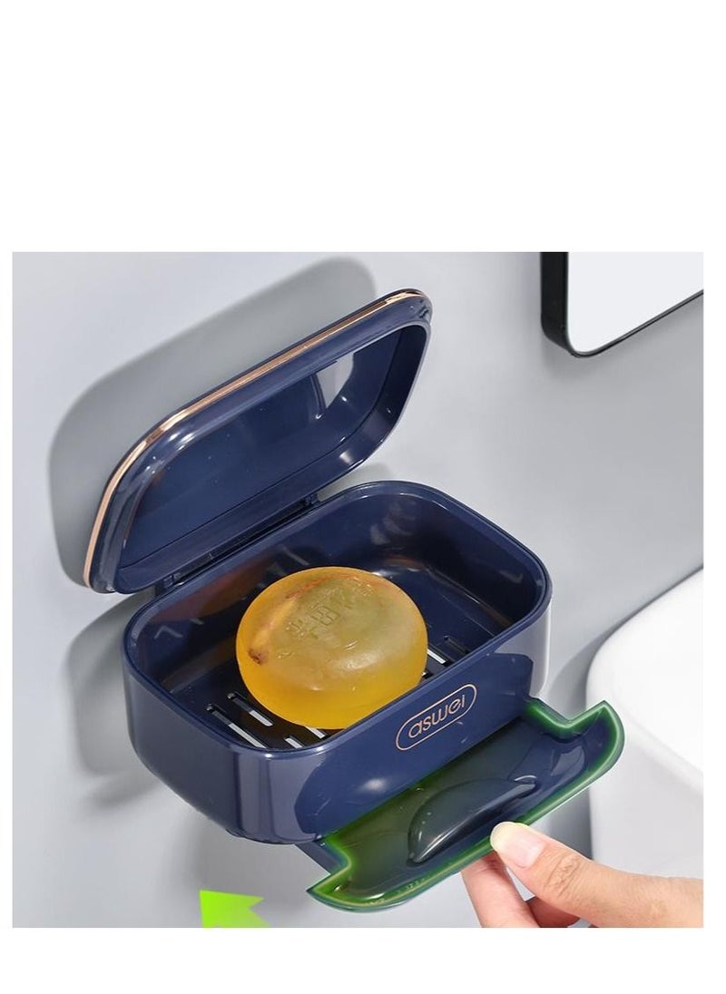 Y&D Bar Soap Holder, Wall Mounted Dishes with Drip Tray and Cover Dish for Shower Plastic Saver Stop Mushy Travel Container Bathroom Kitchen Counter Top Easy to Clean  - Image 2