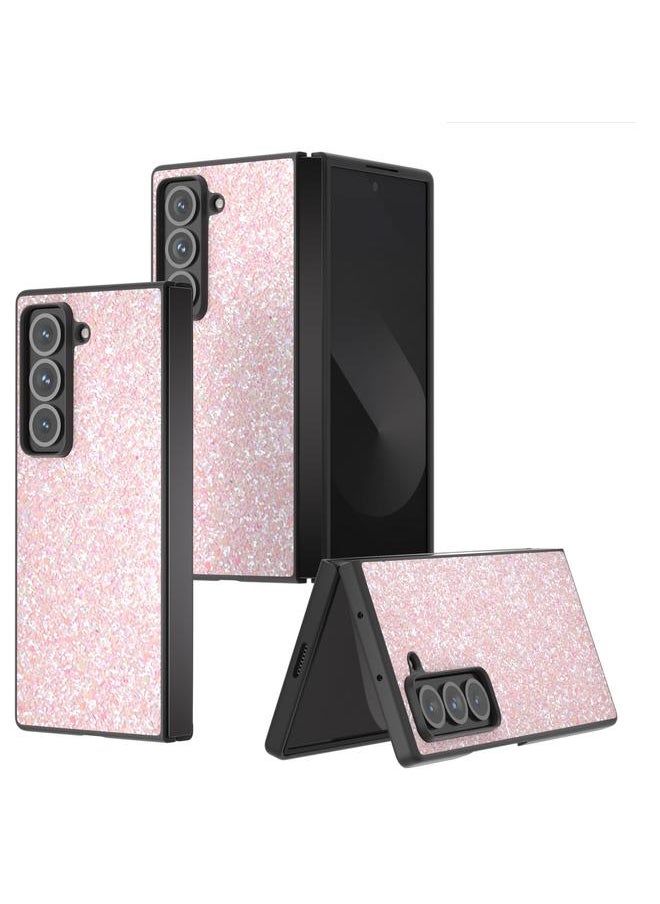 Zaboon For Samsung Galaxy Z Fold Special Black Frame Colorful Glitter Phone Case(Pink) 