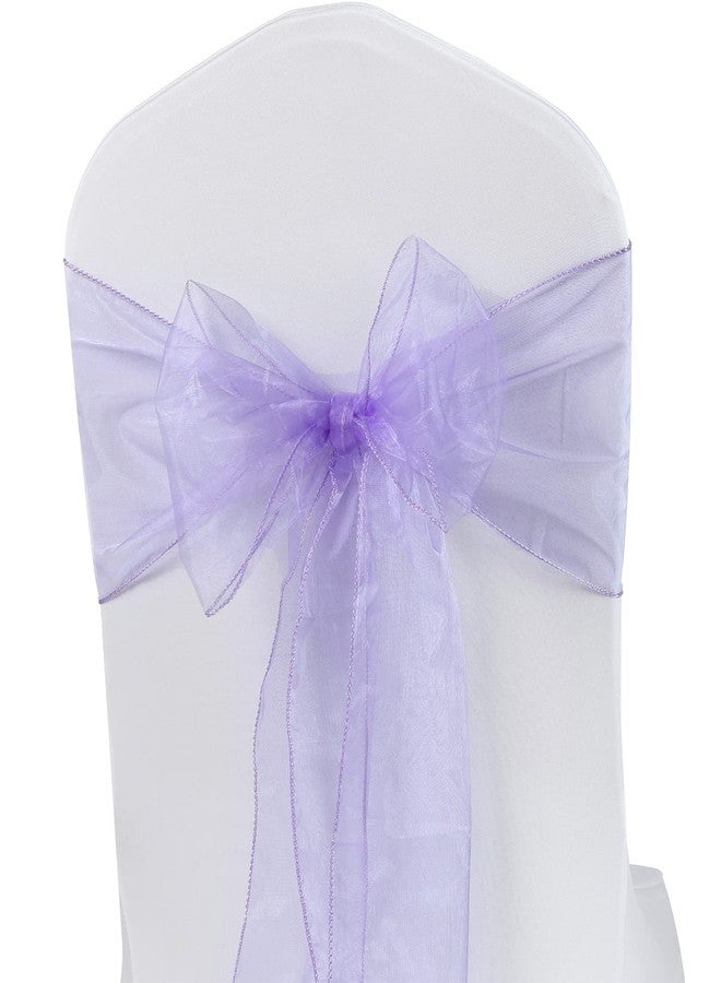 MAGTOWNE 50 Pack Lavender Organza Chair Sashes, Universal Chiffon Knots Lavender Chair Bows for Wedding Party Reception Ceremony Banquet Decor - Image 1