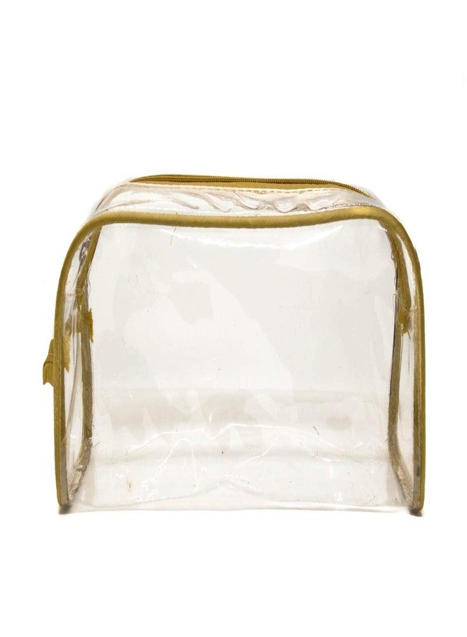 iShine Multipurpose Travel Morning Zipper Pouch for Men and Women(Transparent, Clear) - Medium (Pack of 3, Gold) - Image 2