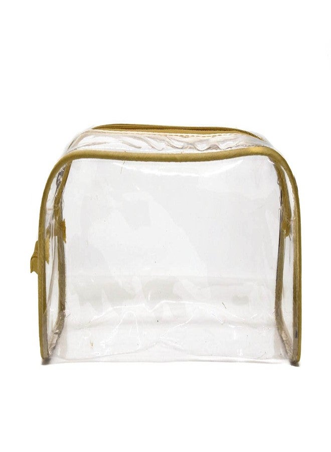 iShine Multipurpose Travel Morning Zipper Pouch for Men and Women(Transparent, Clear) - Medium (Pack of 3, Gold) - Image 3