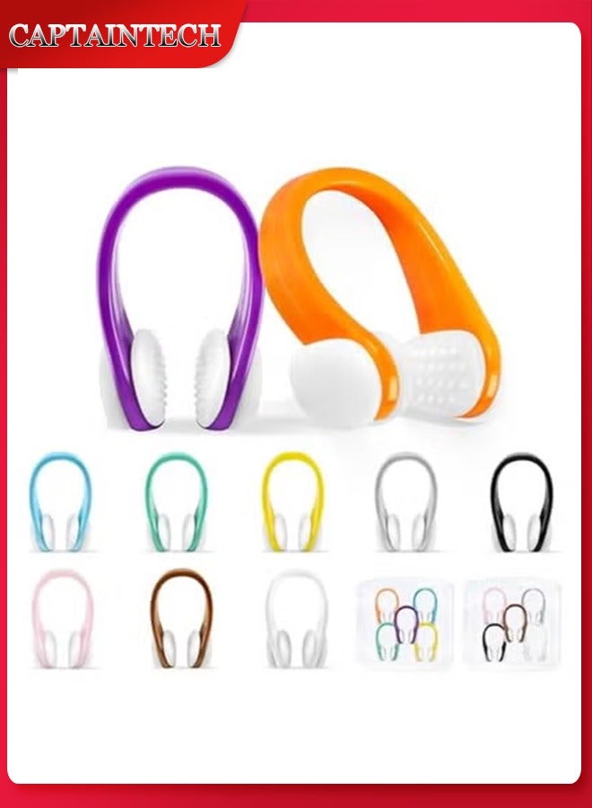 Captaintech Swimming Nose Clip - 10 Packs Silicone Swim Nose Plugs for Kids (Age 7+) and Adults,Waterproof Pool Nose Plugs for Diving Swimming and Other Water Sports with Storage Box,Multi-Color - Image 1