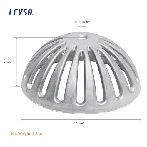 Leyso FS-DS Heavy Duty Aluminum Dome Sink Drain Strainer Floor Drain Cover for Kitchen, Restaurant, Bar, Buffet or Food Service. 5-1/4" Diameter x 2-1/4"H (1 pcs) - Image 3
