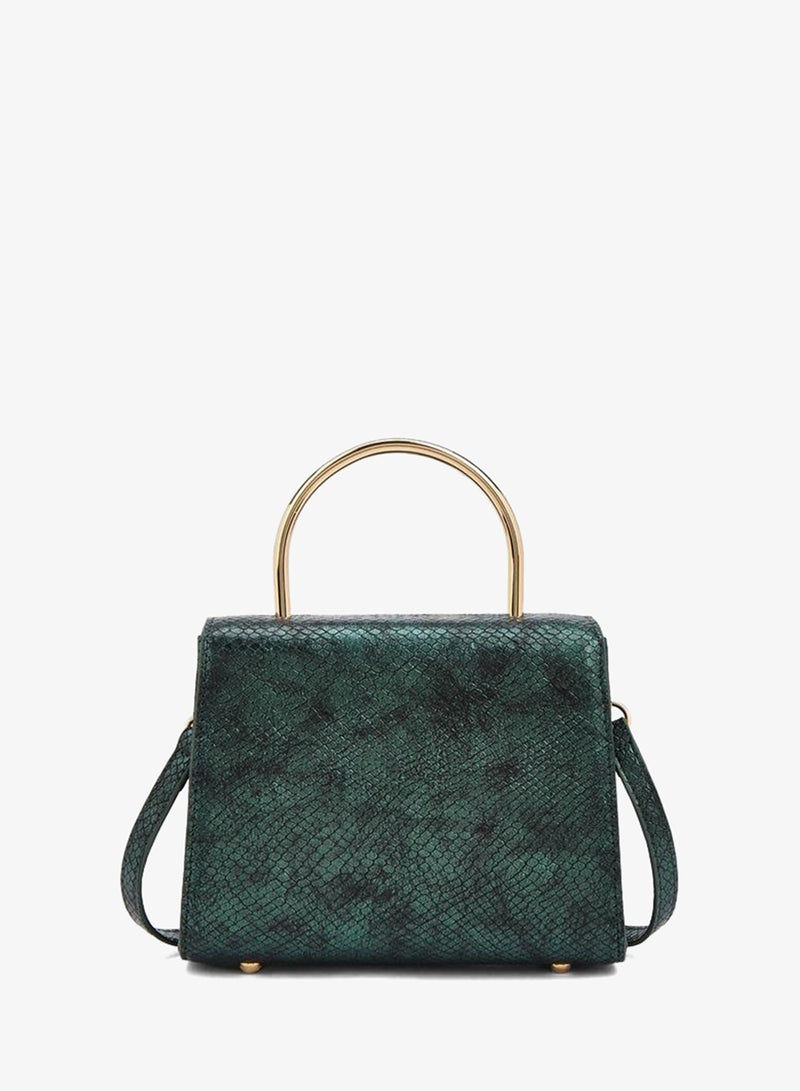 Flora Bella By Shoexpress Metallic Handbag With Crystal Buckle - Image 5