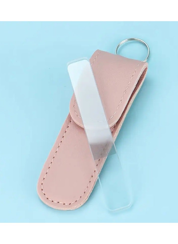 Ucanbe 2pcs Nano Glass Nail File Kit - Odorless Manicure Set with Polishing Strips & Vegan Leather Case  - Image 1