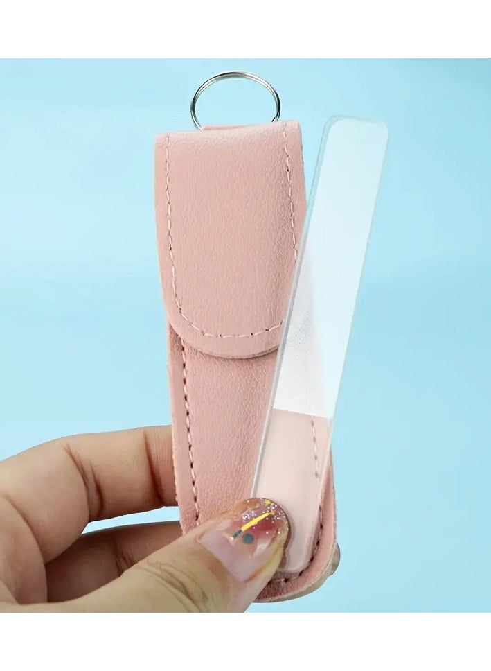 Ucanbe 2pcs Nano Glass Nail File Kit - Odorless Manicure Set with Polishing Strips & Vegan Leather Case  - Image 2