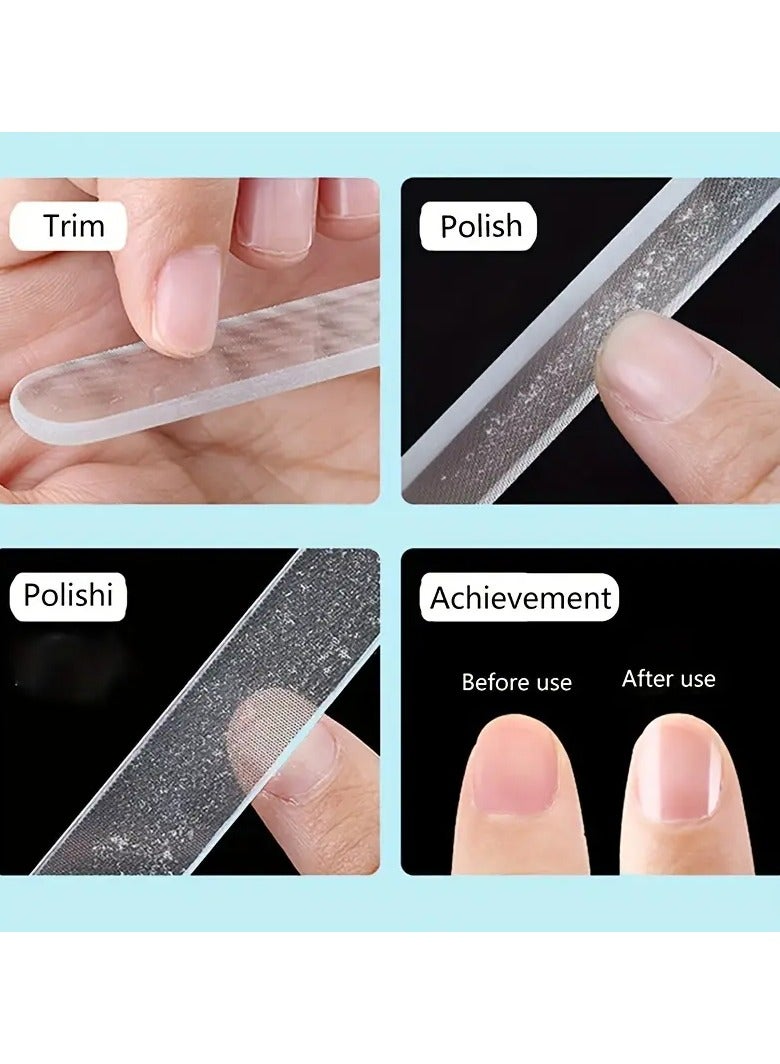 Ucanbe 2pcs Nano Glass Nail File Kit - Odorless Manicure Set with Polishing Strips & Vegan Leather Case  - Image 5