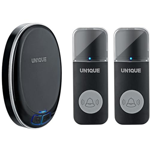 UN1QUE Wireless Door Bell for Home - Small Calling Bell for Office, 1000ft Long Range with 36 Chimes, 100dB Louder Volume, 4 Level Volume, LED Light, Info Board Design, IP44 Waterproof U412 - Image 1