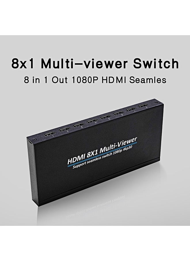 مقسم شاشة 8 × 1 HDMI 4K رباعي متعدد المشاهد و8 مقسم شاشة مع تبديل سلس