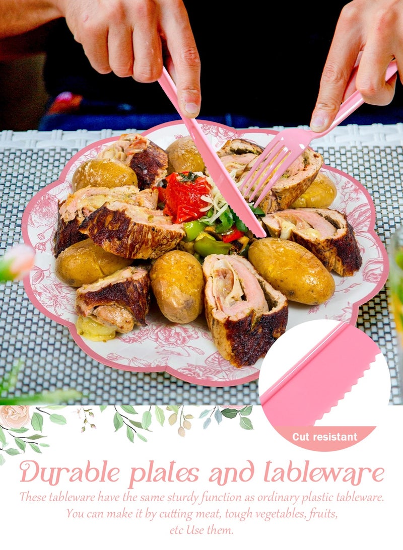 HomarKet 200 Pcs Disposable Paper Plates and Napkins,25 Guest Party Supplies Dinnerware Set Include Scalloped Plates Paper Napkin Cup Straw Plastic Spoon Fork Knive for Party,Wedding, - Image 4