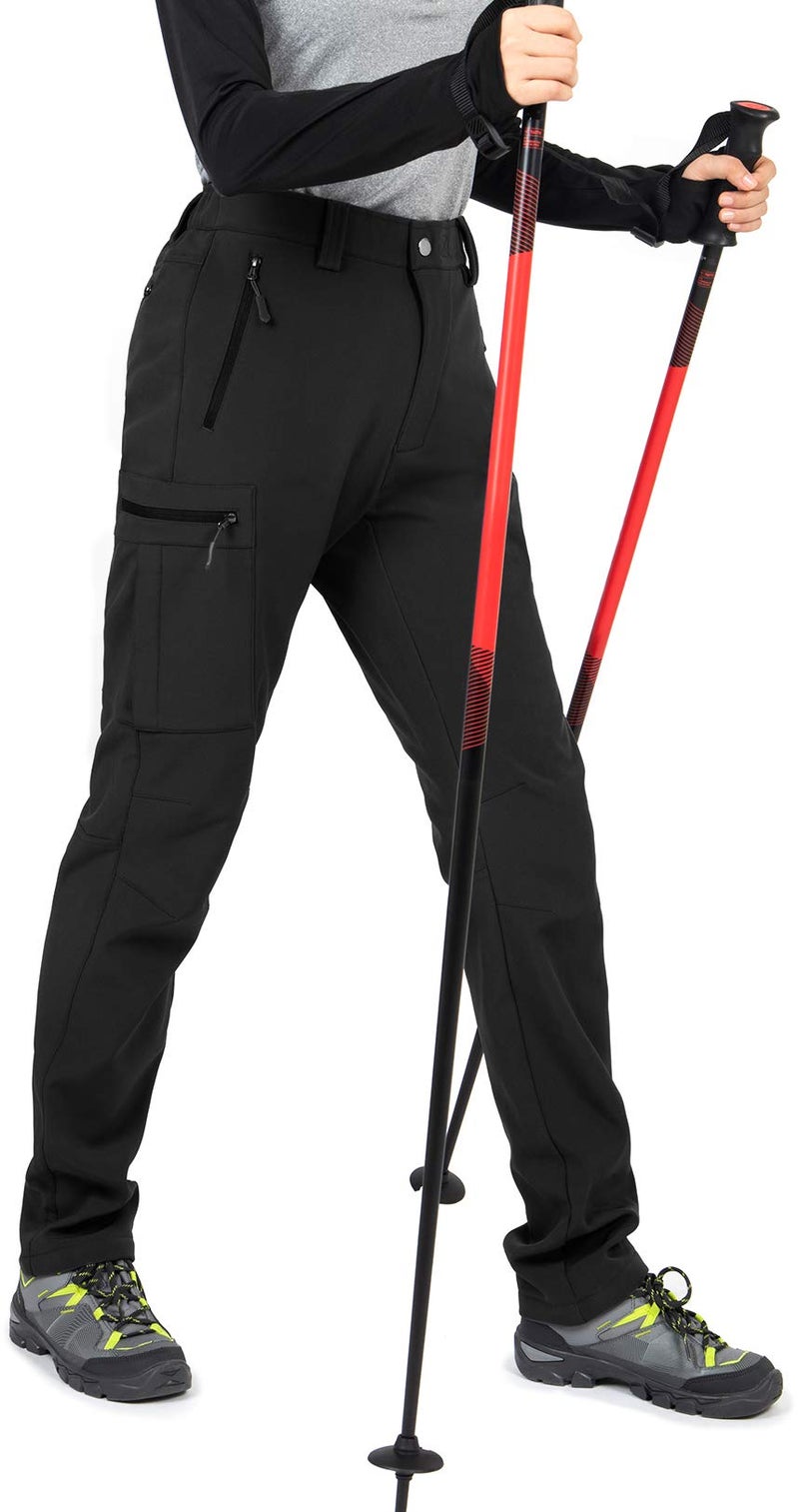 Wespornow Women's-Fleece-Lined-Hiking-Pants Snow-Ski-Pants Water-Resistance-Outdoor-Softshell-Insulated for Winter (Black, Small Short) - Image 3