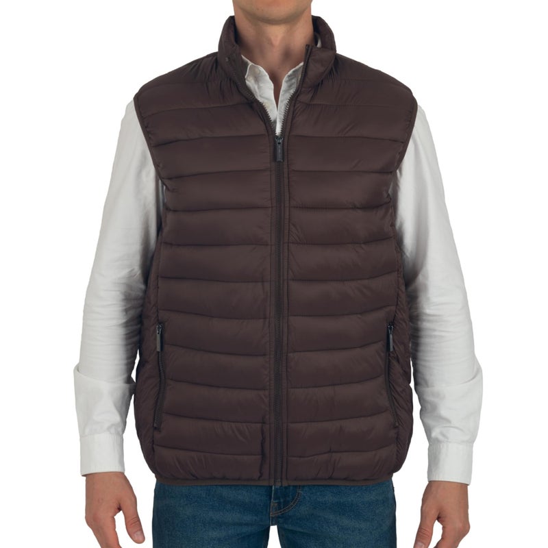 Alpine Swiss Clark Mens Puffer Vest Down Alternative Water Resistant Packable Outerwear Zip Up Pockets Warm Versatile Layer BRN Large - Image 2