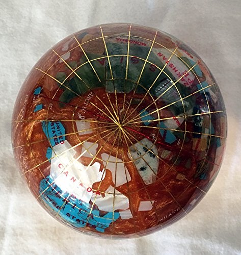 Unique Art Since 1996 Unique Art 4.3" (110 mm) Diameter Gemstone Globe Paperweight Paper weight (Amber Pearl Swirl) - Image 2