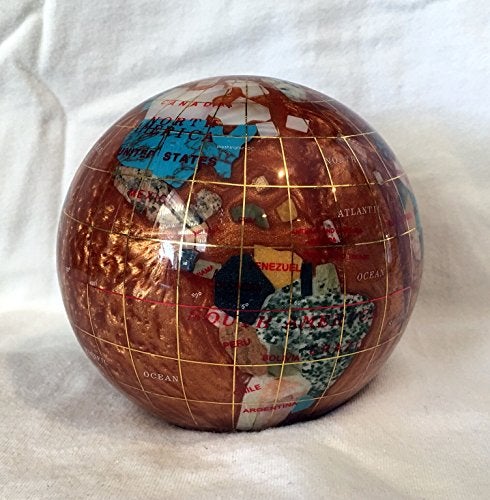 Unique Art Since 1996 Unique Art 4.3" (110 mm) Diameter Gemstone Globe Paperweight Paper weight (Amber Pearl Swirl) - Image 4