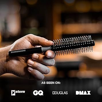 Charlemagne Round Barrel Hair Brush for Mens Quiff Roller Hair Styling Developed by Barbers for Blow Dry Round Brush Hairbrush Men - Image 2