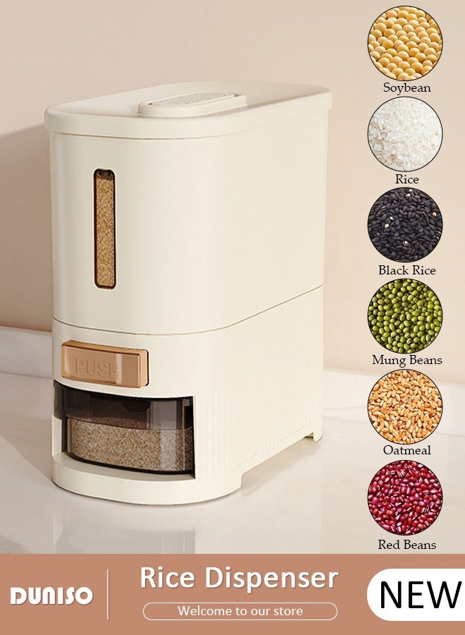 DUNISO Rice Dispenser,Rice Storage Containers,Rice storage Large Grain Container Storage with Measuring Cup & Time Scale,Household Cereal Dispenser Bucket for Home Kitchen Pantry Rice Corn  - Image 1