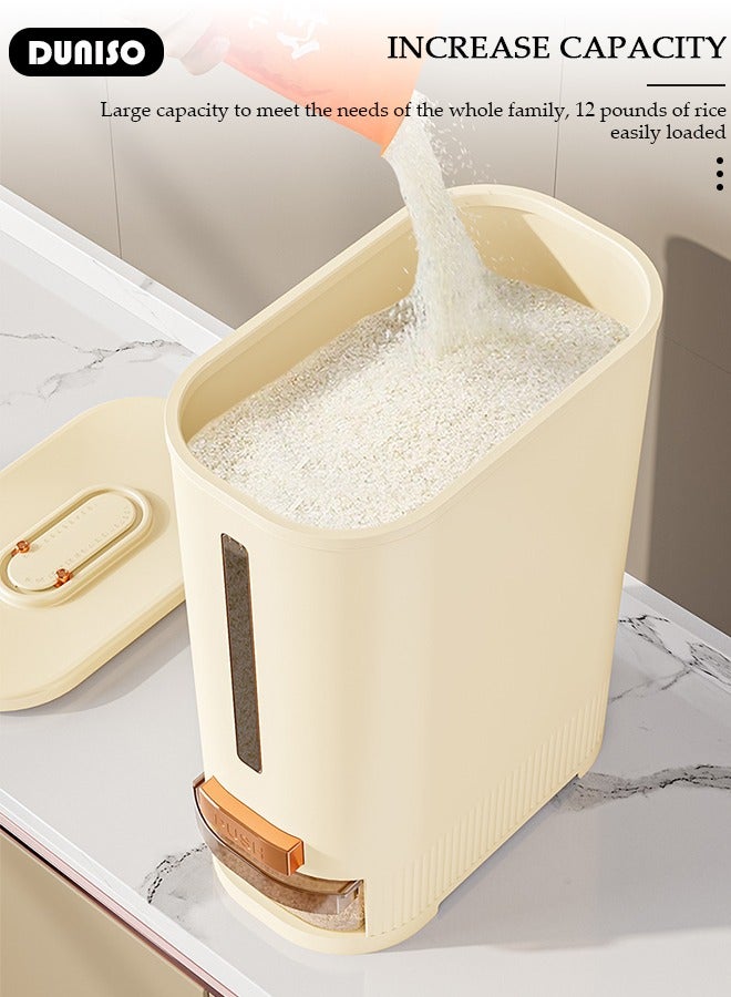 DUNISO Rice Dispenser,Rice Storage Containers,Rice storage Large Grain Container Storage with Measuring Cup & Time Scale,Household Cereal Dispenser Bucket for Home Kitchen Pantry Rice Corn  - Image 4