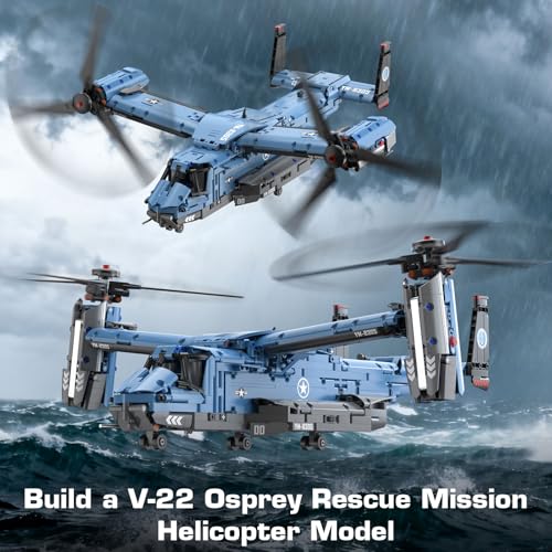 GEVINST Military Helicopter Building Blocks Set 1486 Pieces V22 Fighter Jet Army Airplane Toys Model Kits Christmas Xmas Birthday Gifts for Adults Kids Boys Ages 8 10 12 14 - Image 5