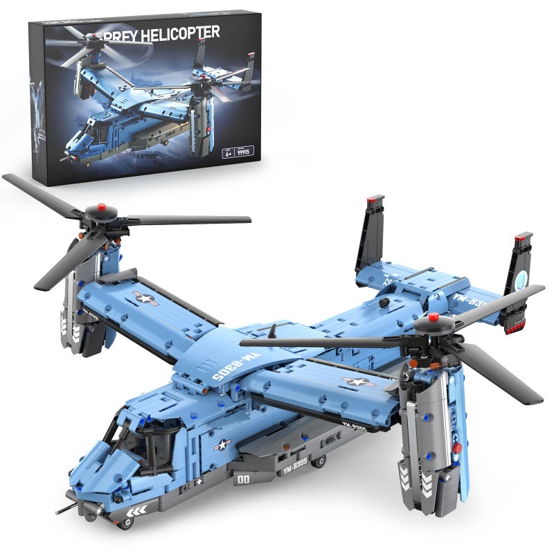 GEVINST Military Helicopter Building Blocks Set 1486 Pieces V22 Fighter Jet Army Airplane Toys Model Kits Christmas Xmas Birthday Gifts for Adults Kids Boys Ages 8 10 12 14 - Image 3