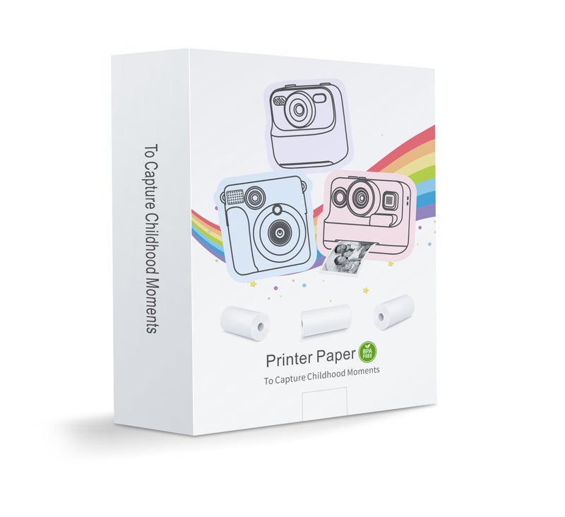 Hikkon 12 Rolls Kids Instant Camera Thermal Print Paper Refill - 3 Colors (Pink, Blue, Yellow) Compatible with Most Children Instant Print Cameras - Image 3