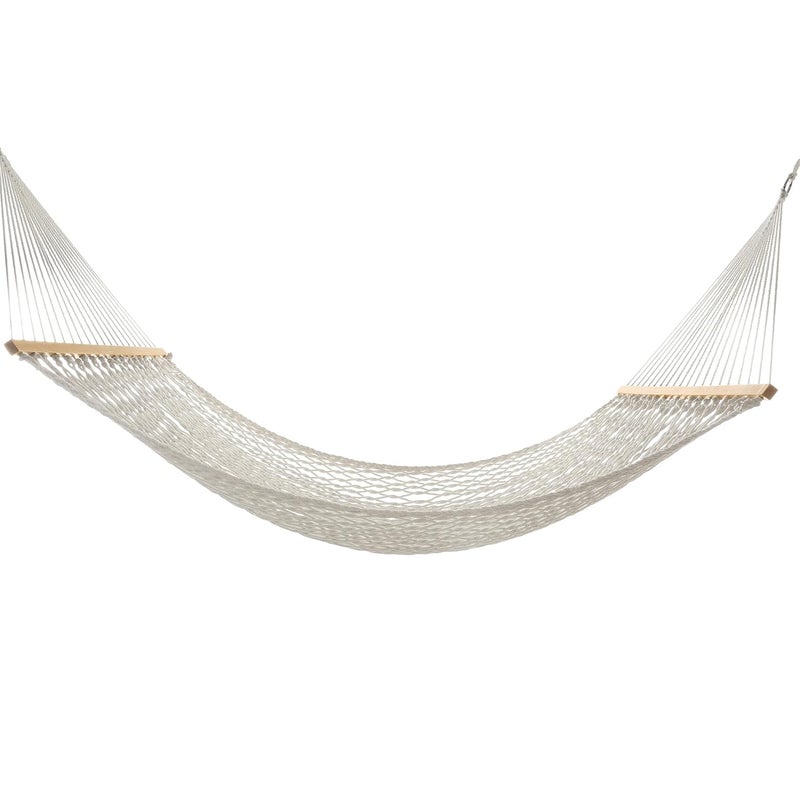 UGAOO Mayan Cotton Rope 2 Person Hammock Cotton Home Swing for Adults Kids for Balcony Indoor Outdoor Handmade Swing Bed with Hardwood Wooden 200 x 100 CM Ivory - Image 1