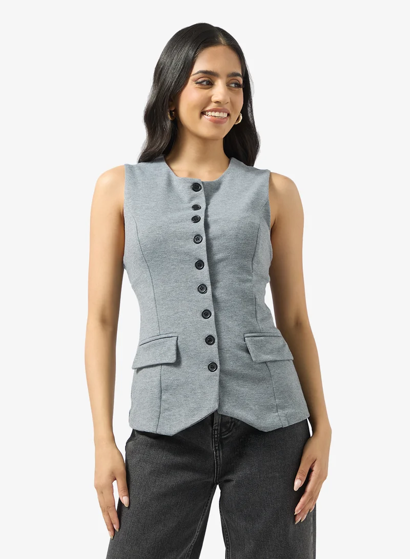 Ginger Longline Button Up Waistcoat