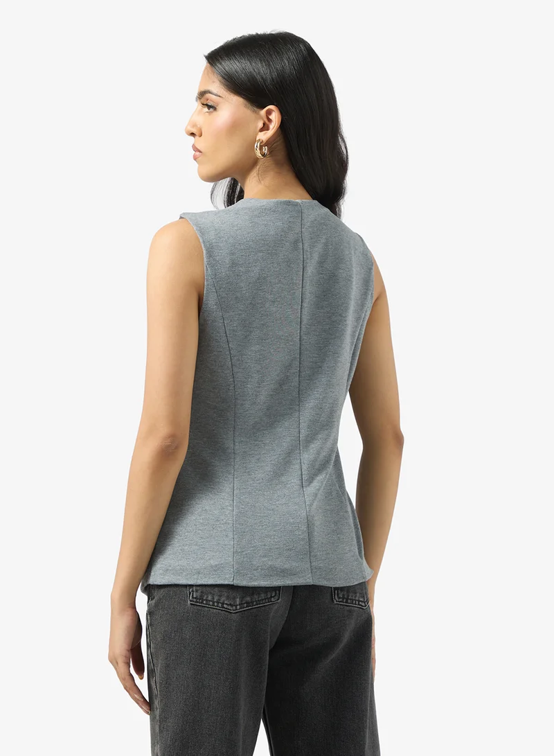Ginger Longline Button Up Waistcoat